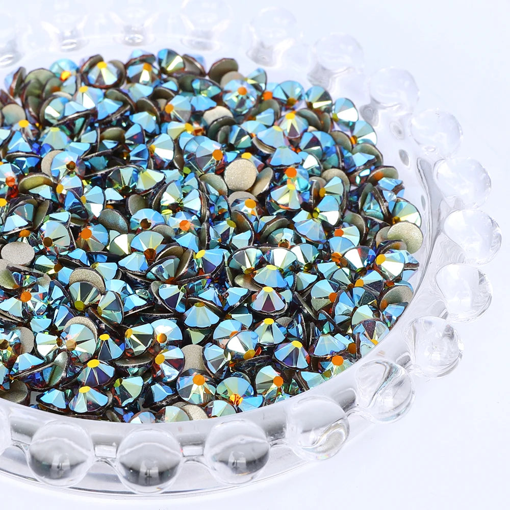 SS10-SS40 Colorful Non Hotfix Rhinestones Golden Base Flat Back Bling Glitter Glass Stones Crystal Strass Diamond for Nail