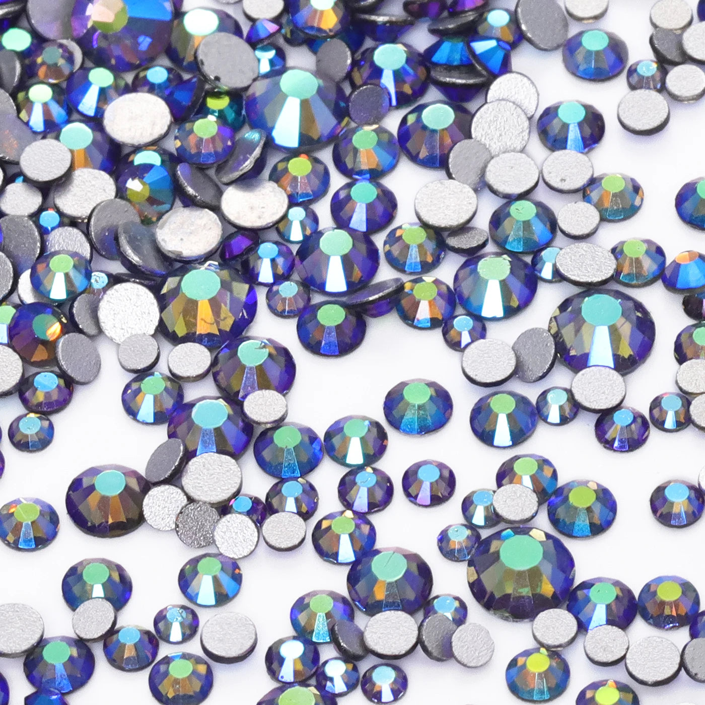 QIYI High Quality Glass Crystal AB Rhinestones  Mixed Size Ss3-ss20  Non Hotfix Flatback Crystal Rhinestones for Clothing Fabric