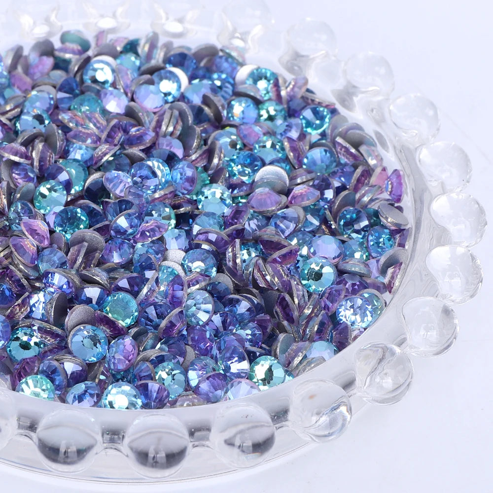 Purple 30Kinds Colors 2024 Ready Stock New Colors Wholesale Rhinestone Non Hotfix Flat Back Crystal Glass  for DIY Nail Clothing