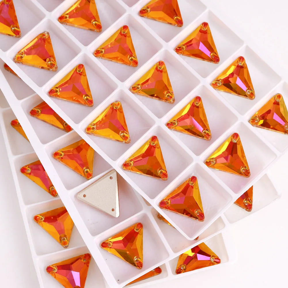 Triangle 12mm 16mm 22mm 80+Colors Sew on Rhinestones 3270  Flat Back Bling Bling Diamond Stone for Fashion Jewelry Clothes