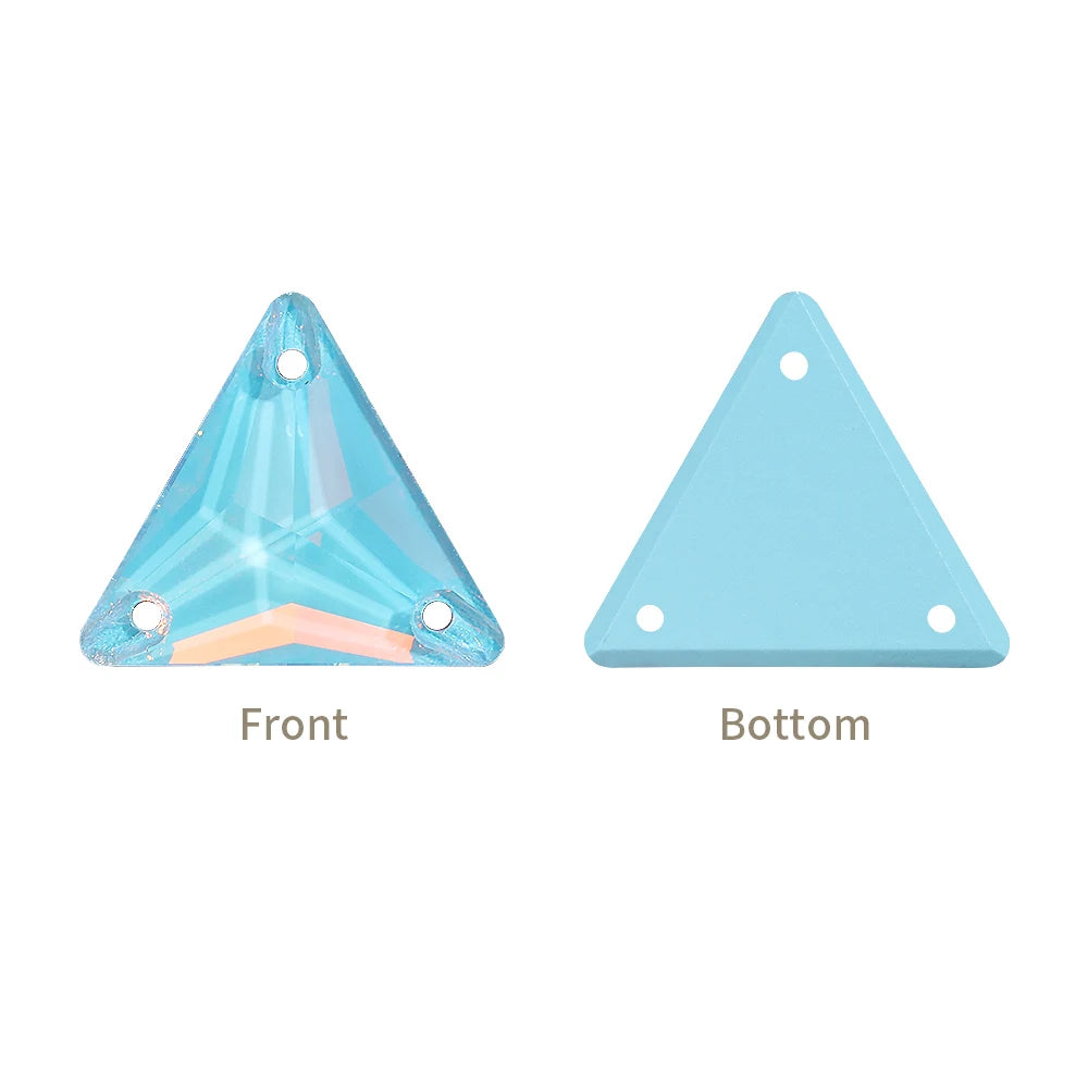 3270 Factory Direct 12mm/16mm/22mm Different Sizes 55+ Colors Top Quality Durable Grade AAAAAA Glass Triangle Sew-on Rhinestone