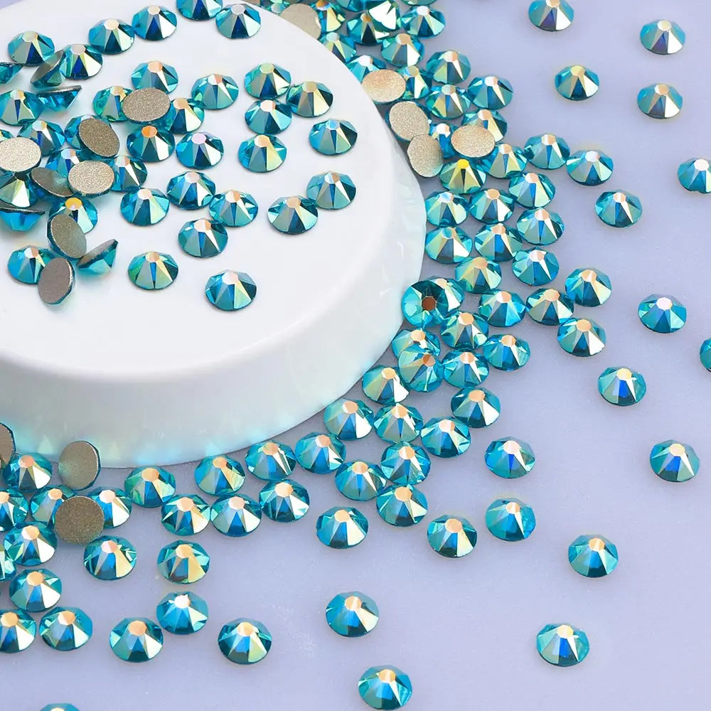 High Quality 16 Cut Facets  Crystal AB Rhinestone Gold Base Non Hot Fix Flatback  Rhinestones Bulk for Dress