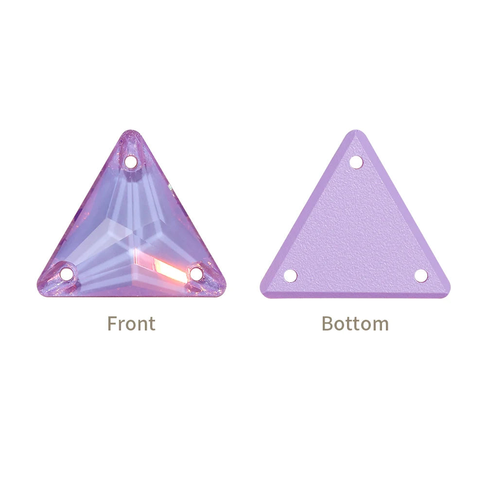 3270 Factory Direct 12mm/16mm/22mm Different Sizes 55+ Colors Top Quality Durable Grade AAAAAA Glass Triangle Sew-on Rhinestone