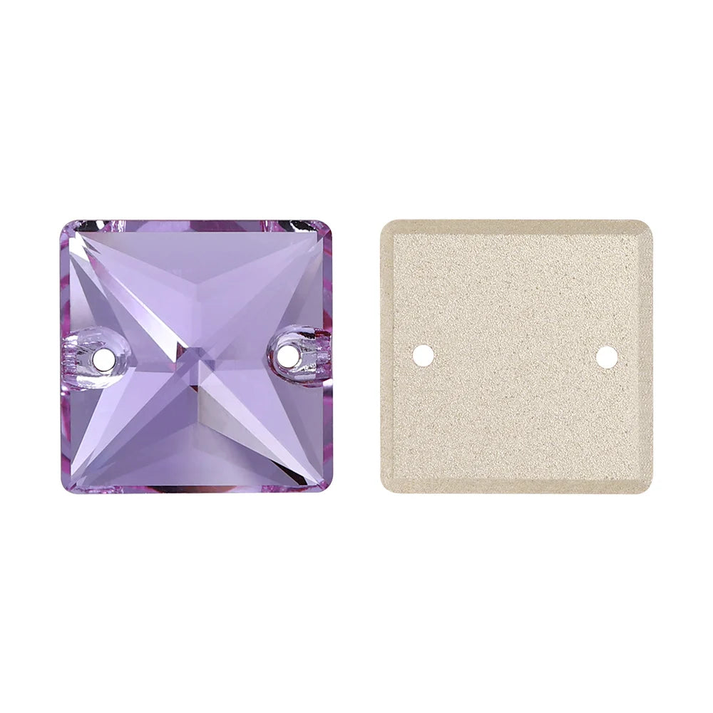Wholesale Custom Square Sew-on Loose Rhinestones 5A Quality Crystal FlatBack 2 Holes 12 Facets Sewing Bling Decoration