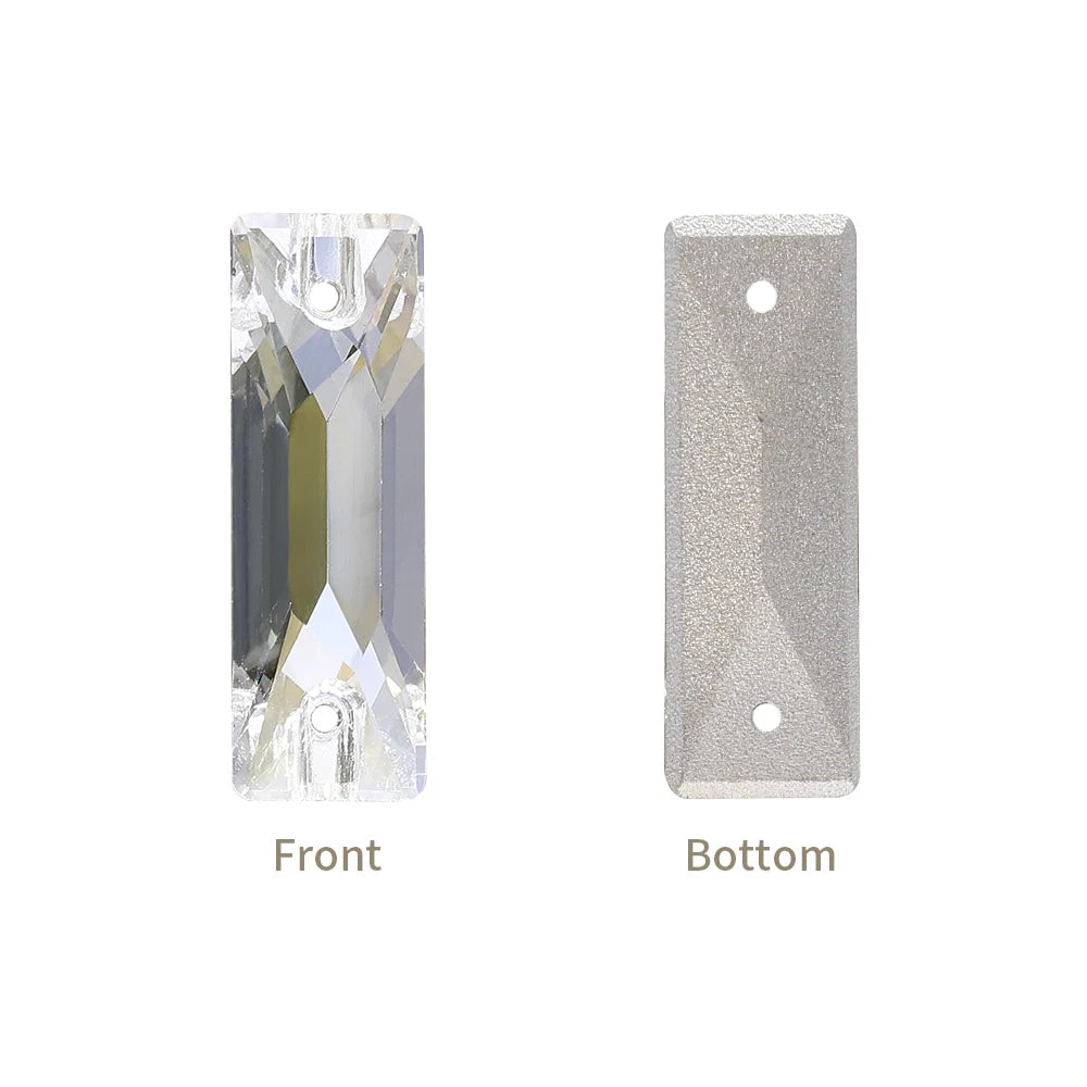 2024 QIYI 14+ Different Colors and Size Long Strip Shape Flat Back Pure Hard Glass Crystal Sew-on Rhinestones for Garment