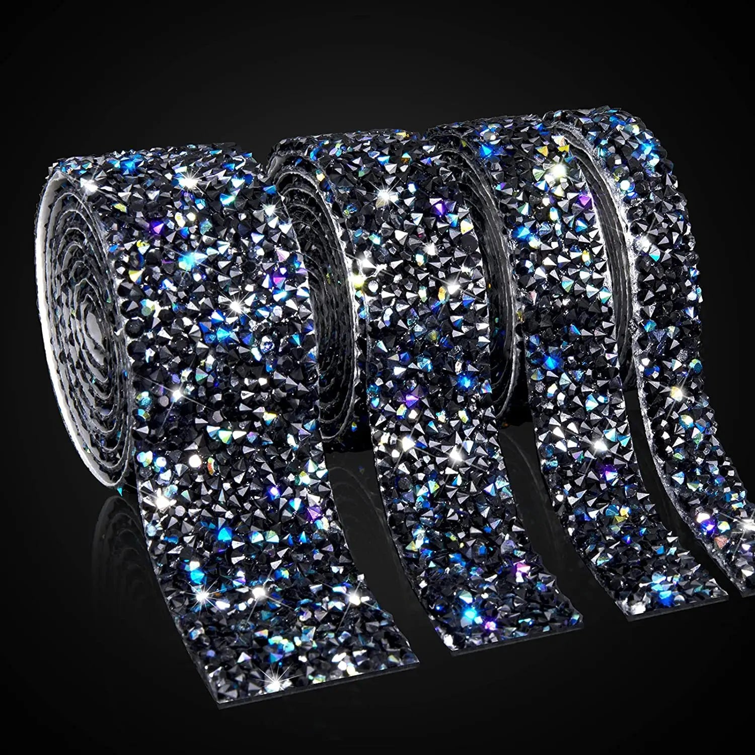 QIYI Wholesale Rhinestone Tape Self Adhesive Rhinestones Trimming Bling Crystal Resin Sheets Roll Wrap Sticker for Tumbler