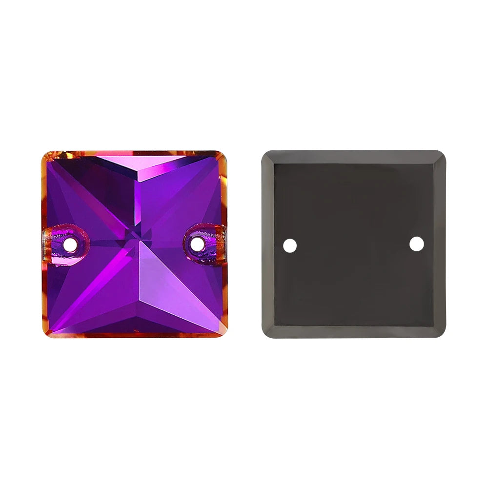 Wholesale Custom Square Sew-on Loose Rhinestones 5A Quality Crystal FlatBack 2 Holes 12 Facets Sewing Bling Decoration