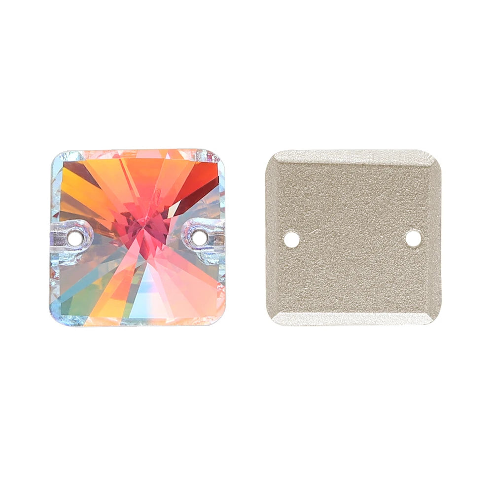 New Arrival Hot Selling Rivoli Square Shape Latest Fashion New Design Top Quality Flat Back Glass Sew-on Rhinestones (3201)