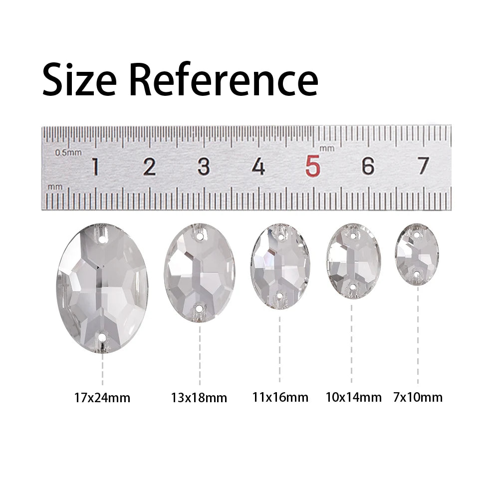 Wholesale Oval Crystal Sew-on Rhinestones K9 Glass Sew on Stones Garment Beads Clothing Sewing Accessories