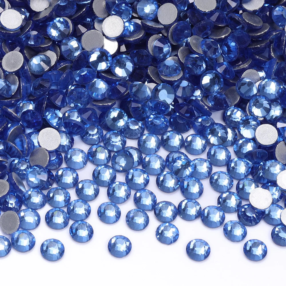 Blue Colors Glass Bling Crystal Wholesale Rhinestone Non Hotfix Flat Back Crystal Glass  for Clothing Accessories