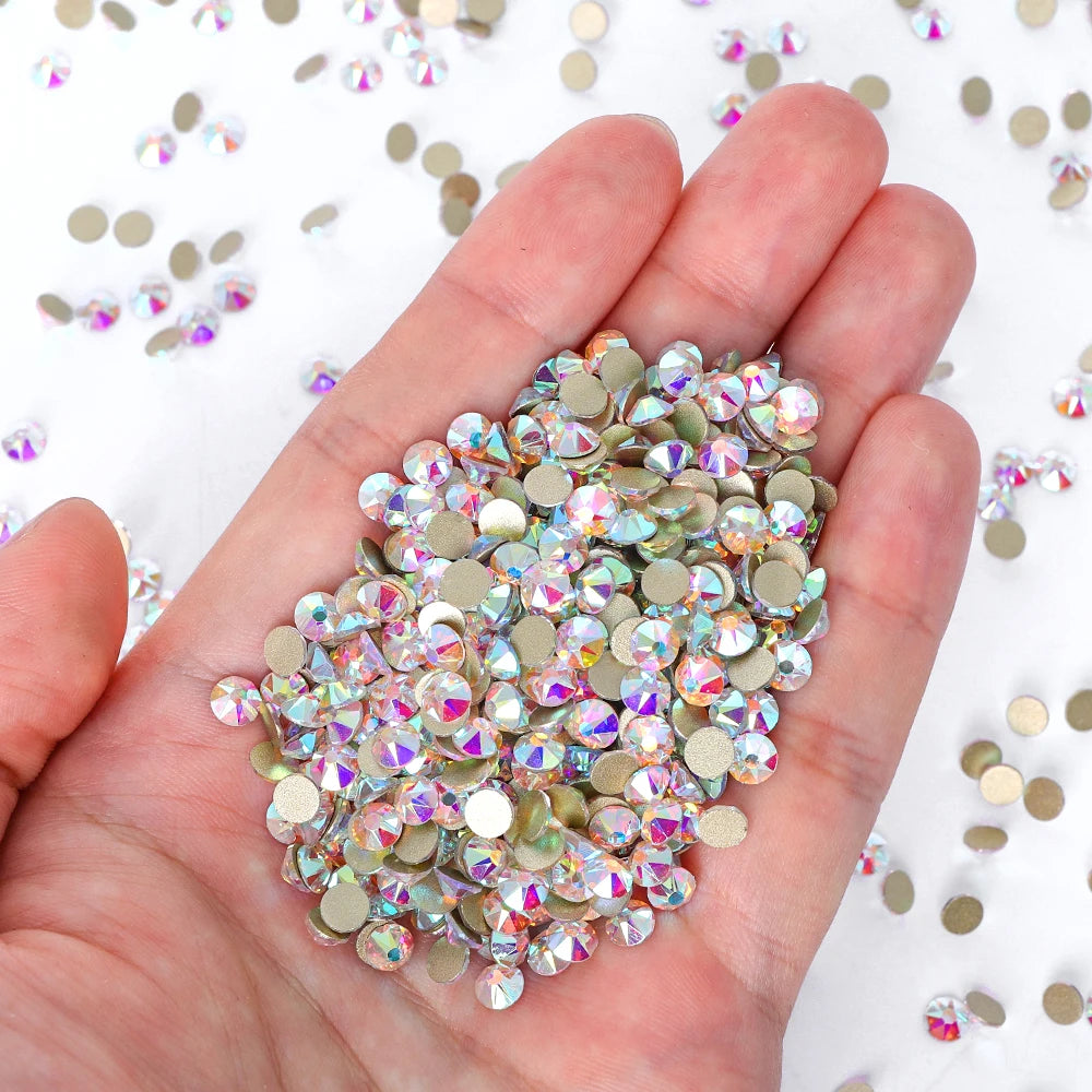 SS10-SS40 Colorful Non Hotfix Rhinestones Golden Base Flat Back Bling Glitter Glass Stones Crystal Strass Diamond for Nail