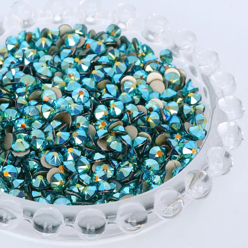 SS10-SS40 Colorful Non Hotfix Rhinestones Golden Base Flat Back Bling Glitter Glass Stones Crystal Strass Diamond for Nail