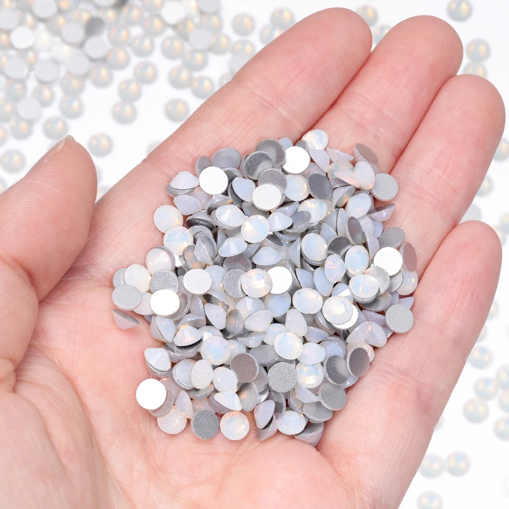 Wholesale Glamorous Multi Sizes High Quality Fashion Opal Non Hofix Glass Flat Back Rhinestone for Decorate Garment Nail Art