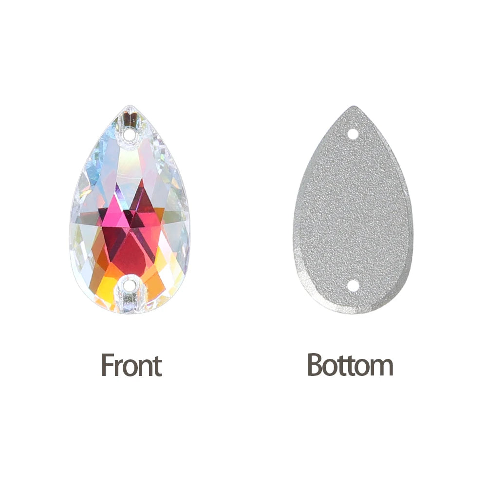Hot Selling QIYI Brand 55 Colors Multi Size Multi Shape High Quality Flat Back Drop Sew-on Glass Crystal Rhinestones 16 Facets