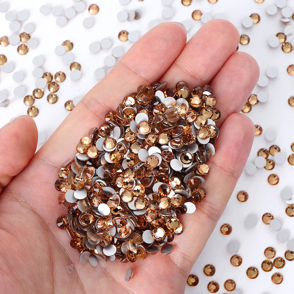 QIYI Wholesale 14400pcs Bulk Package Non Hotfix Rhinestones Glitter Bling Glue on Rhinestones for Accessories