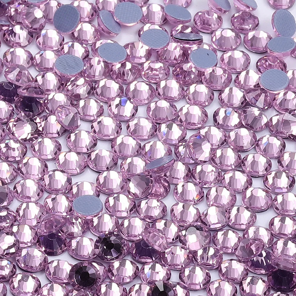 Wholesale 60Colors Hotfix Glass Crystal Rhinestone Flat Back Round Hotfix Crystal Stone Delicate for Clothing Accessories