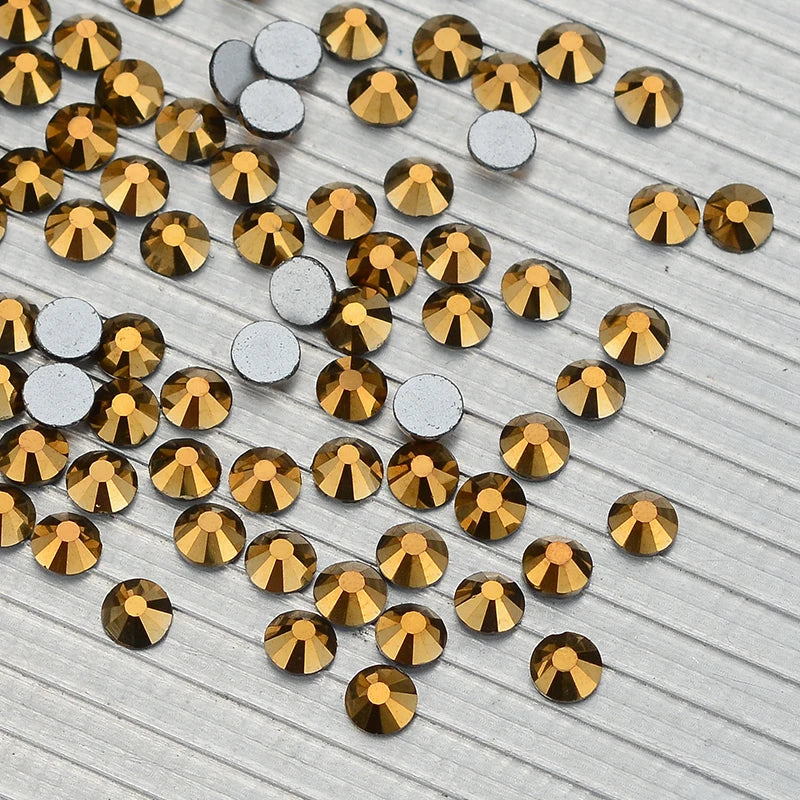 Crystal Sticker SS16 20 30 Lt Yellow AB Glass Rhinestone Applique Flatback Round Crystal Strass Beads for Performance Clothing