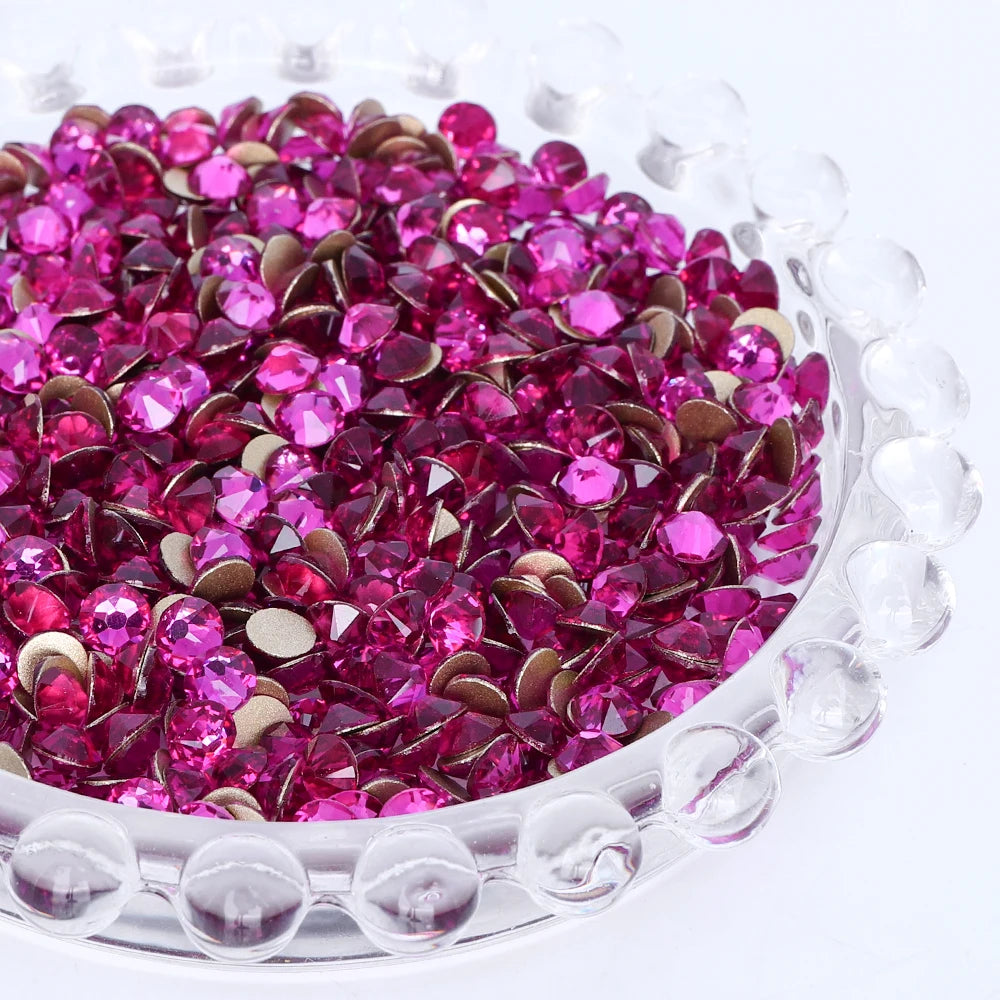 SS10-SS40 Colorful Non Hotfix Rhinestones Golden Base Flat Back Bling Glitter Glass Stones Crystal Strass Diamond for Nail