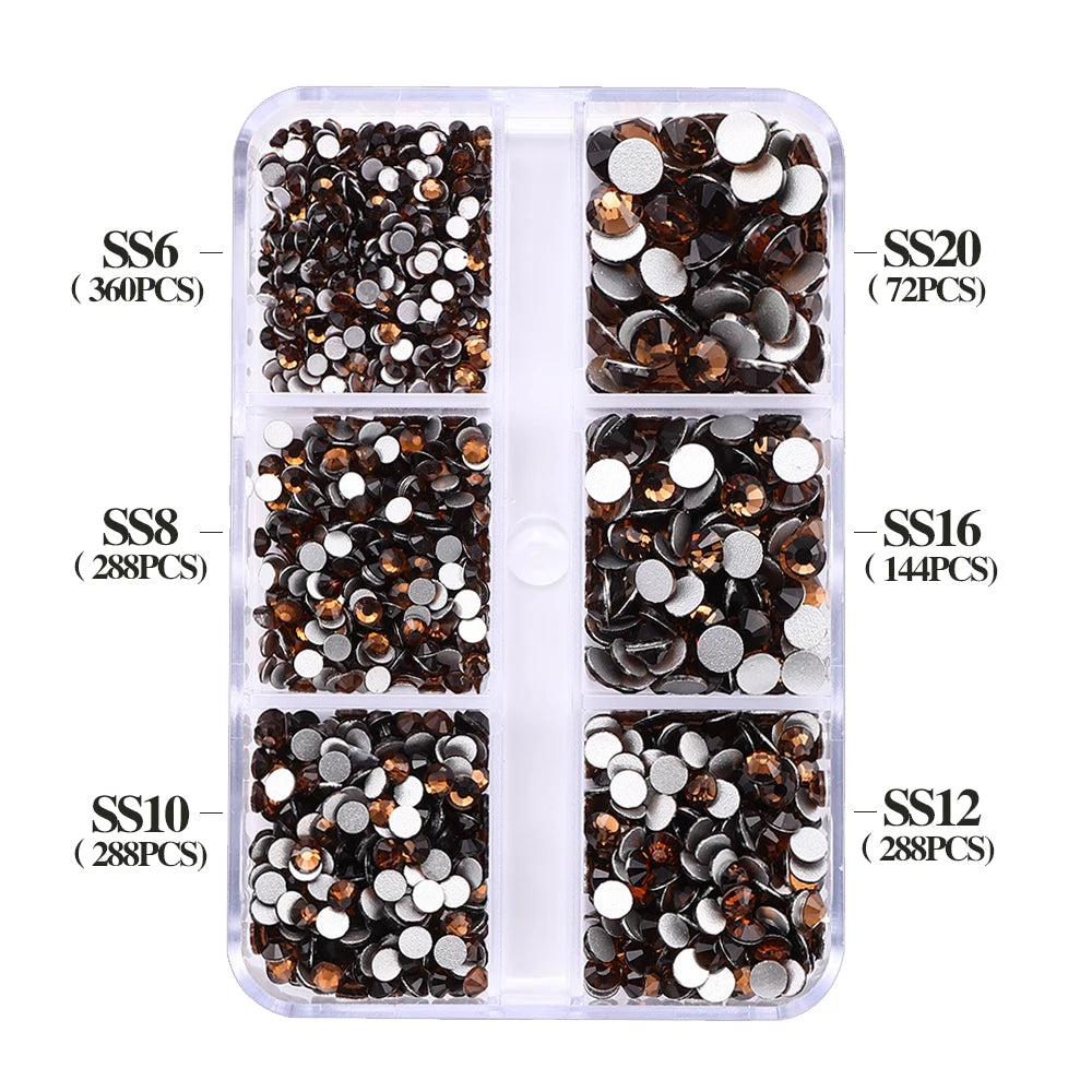 Wholesale Round Crystal Mixed Size Ss6-ss20 Flat Back Non Hot Fix Rhinestones With Box Package