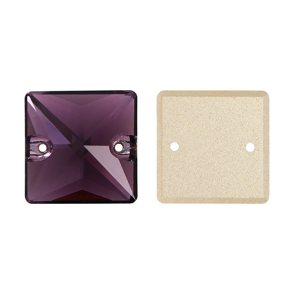 Wholesale Custom Square Sew-on Loose Rhinestones 5A Quality Crystal FlatBack 2 Holes 12 Facets Sewing Bling Decoration