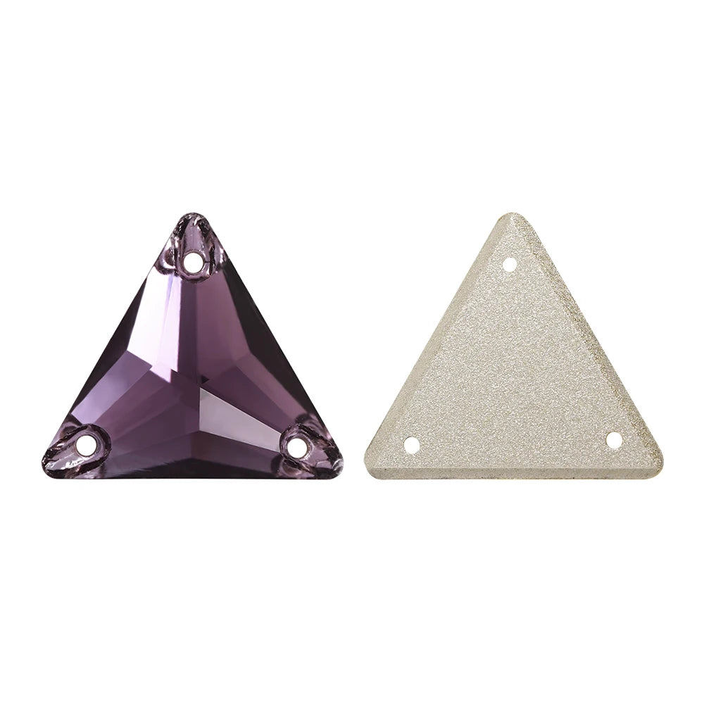 3270 Factory Direct 12mm/16mm/22mm Different Sizes 55+ Colors Top Quality Durable Grade AAAAAA Glass Triangle Sew-on Rhinestone