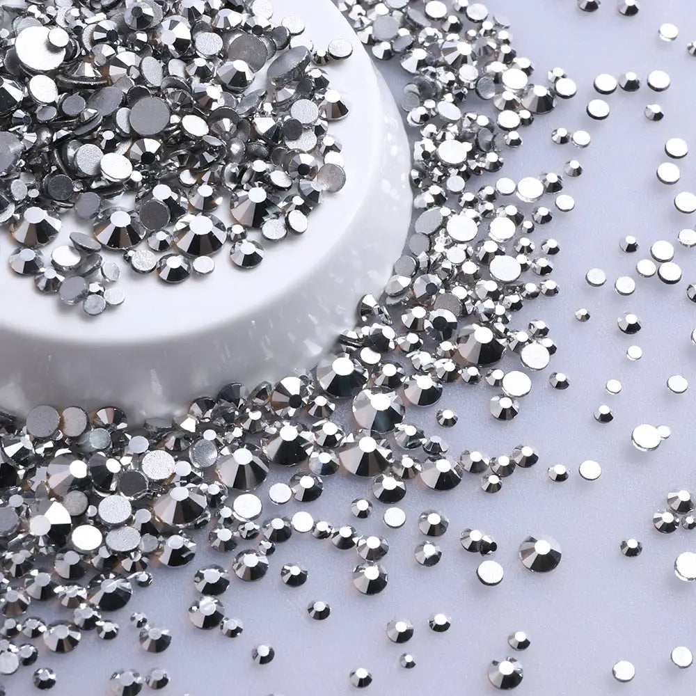 Wholesale Rhinestones 200 Colors 1440pcs  Mix Size Glue on Glass Flat Back Rhinestone Bulk Glass Rhinestone Crystal for Garment