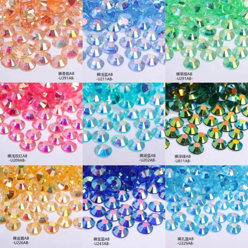 High Quality Box Packed Flat Back Resin Water Drill Flat Back Crystal Rhinestone Flat Back AB Rhinestone for DIY Nail Decoration