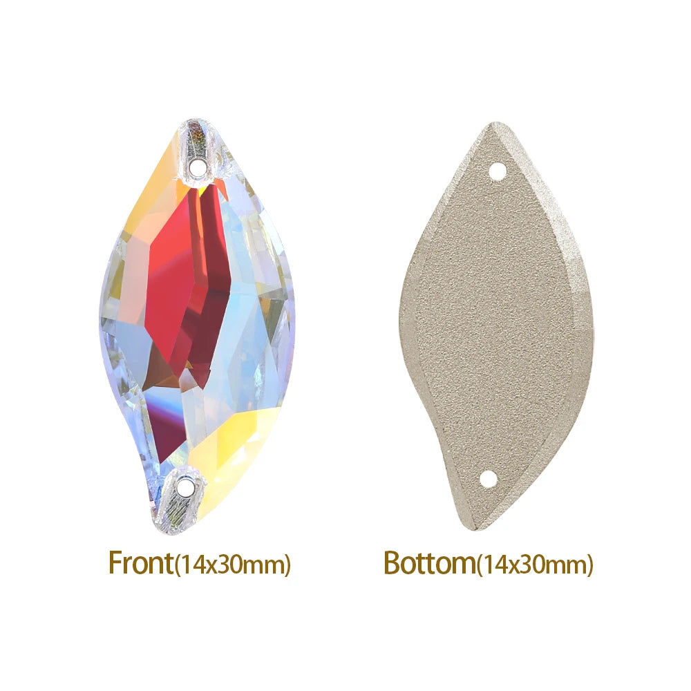 3254 QIYI Innovative Design Top Quality Grade AAAAAA Durable Clear Hard Pure Glass Flat Back Latest Fashion Sew-on Stone