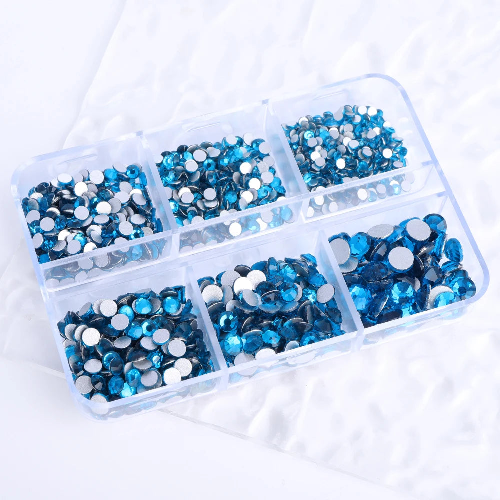 Wholesale Round Crystal Mixed Size Ss6-ss20 Flat Back Non Hot Fix Rhinestones With Box Package