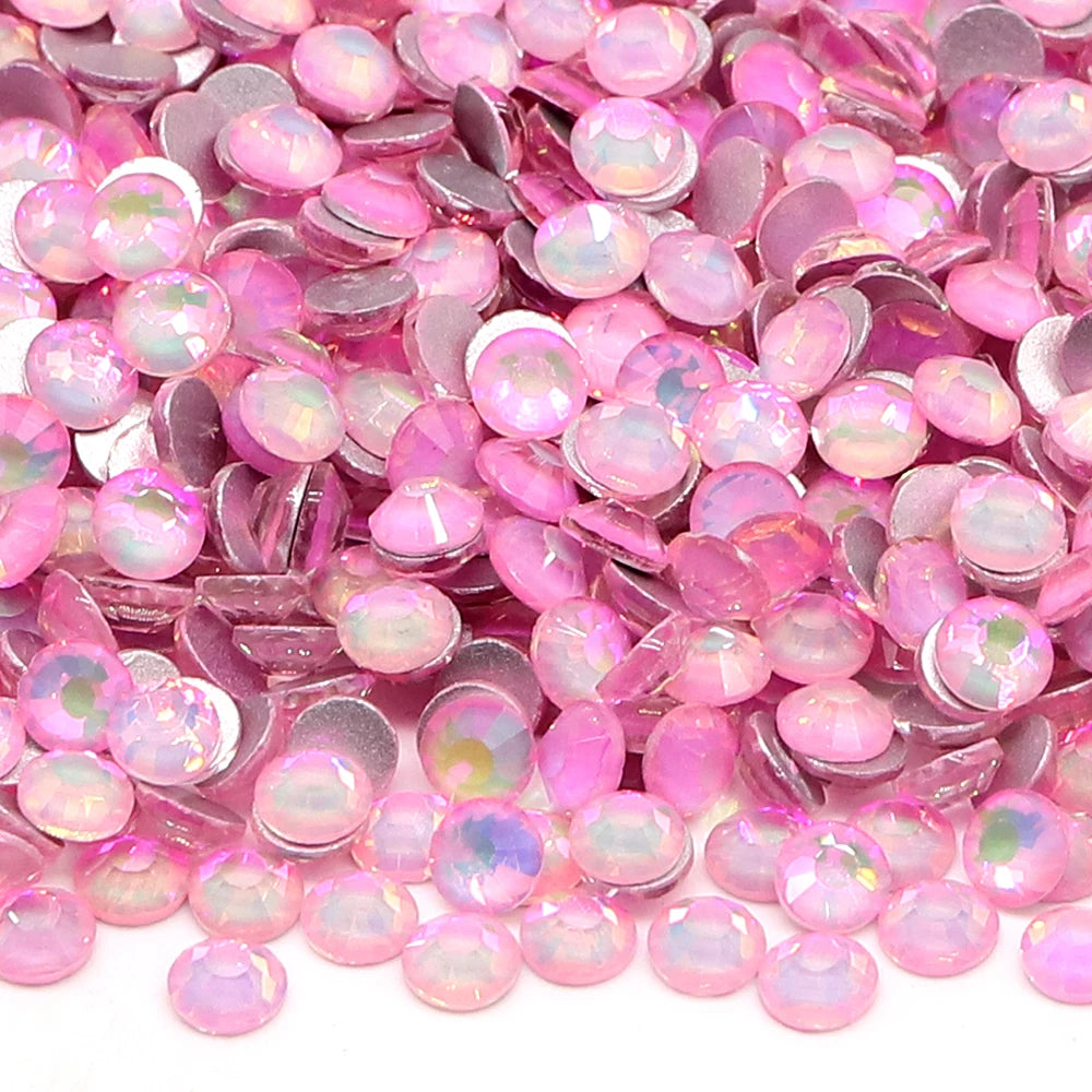 34Kinds Pink Color SS6-SS30 Crystal Rhinestones Ready Stock Non Hotfix Glue on Rhinestones for Gymnastics Performance Clothing