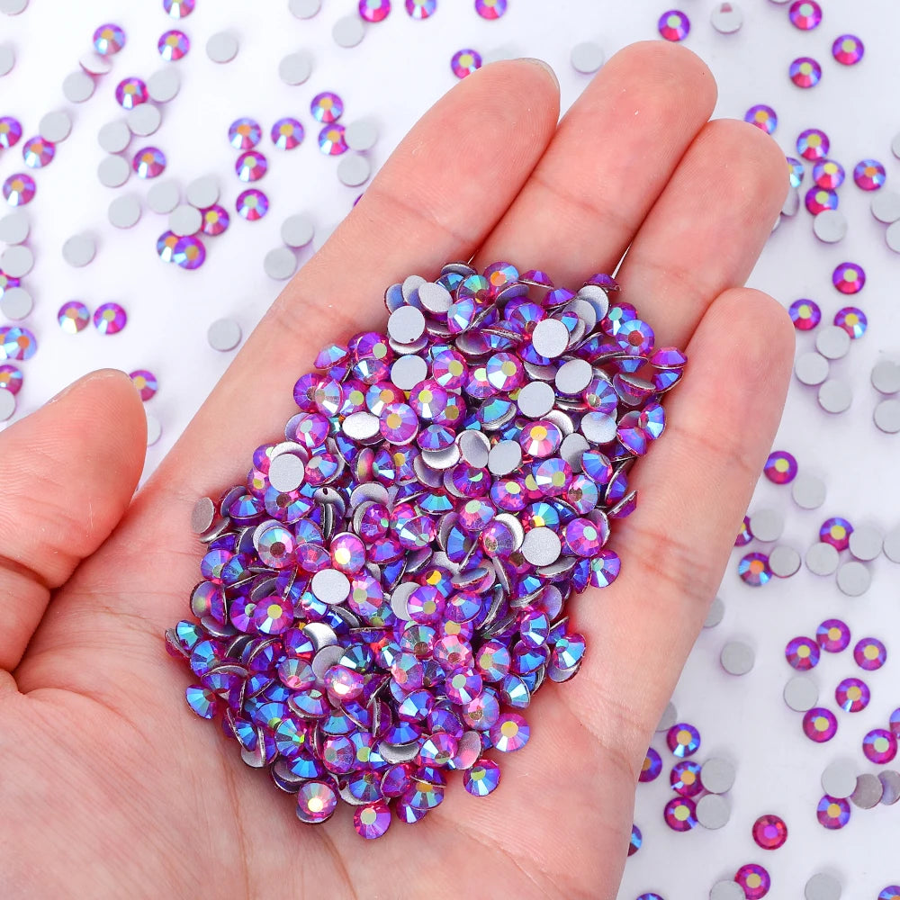 QIYI Wholesale 14400pcs Bulk Package Non Hotfix Rhinestones Glitter Bling Glue on Rhinestones for Accessories