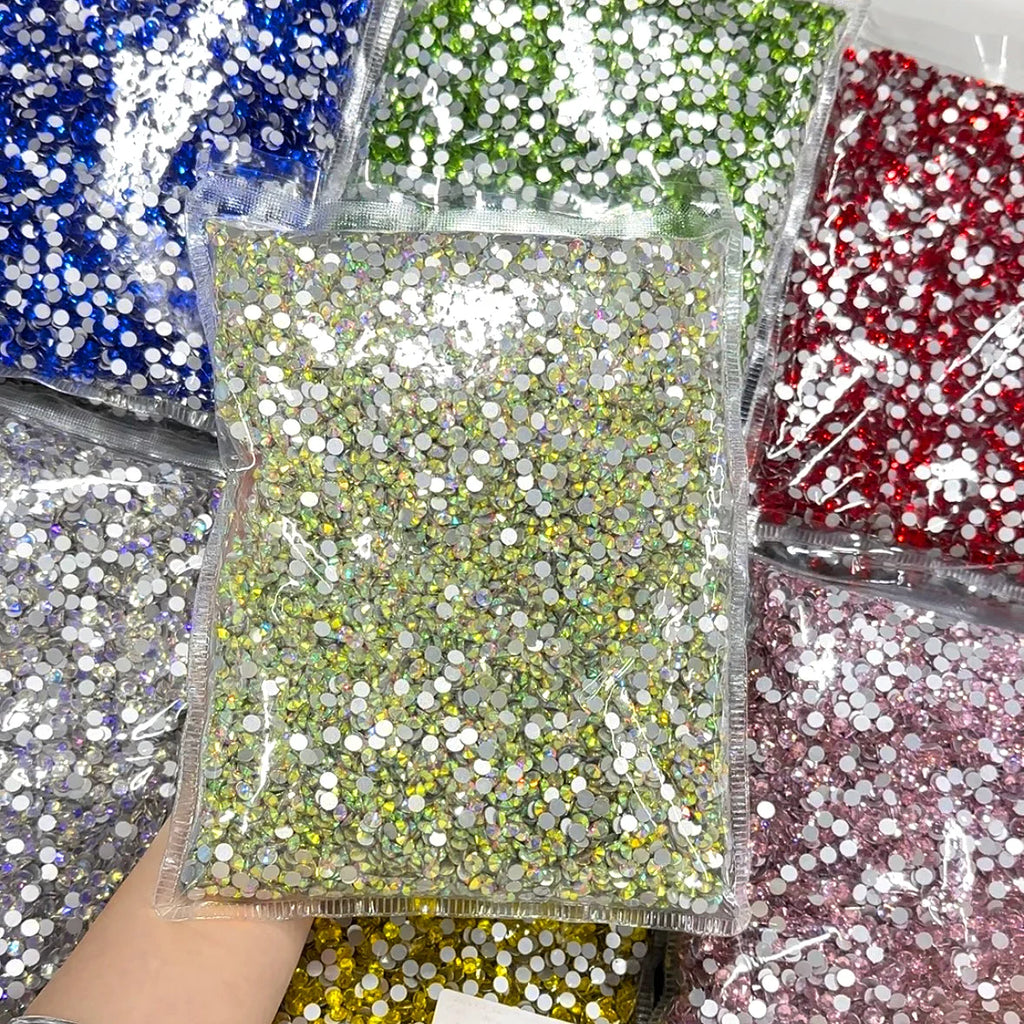 QIYI Wholesale 14400pcs Bulk Package Non Hotfix Rhinestones Glitter Bling Glue on Rhinestones for Accessories