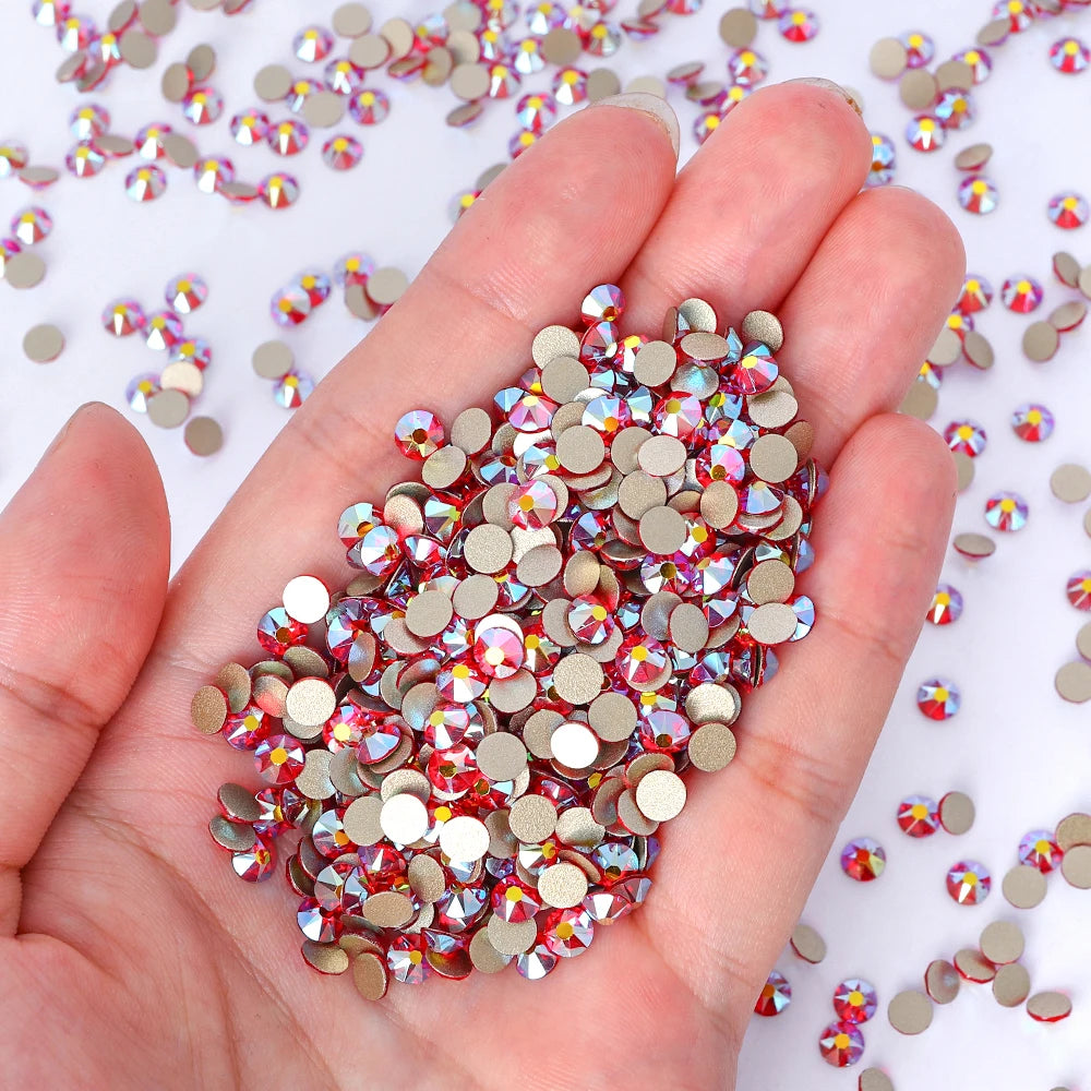 Wholesale 16 Cut Facets Nail Rhinestones Bulk Bling Glitter 2088 Crystal Non-Hotfix Flat Back Glass in Christmas Colors