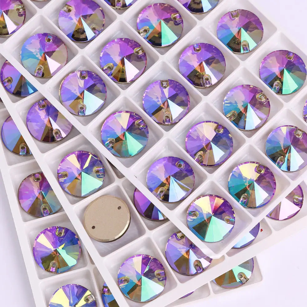Ready to Ship Neon Rivoli Rhinestones 55 Colors Crystal  Sew-on Rhinestones Glass Clothing Flatback Sewing Stones for Women