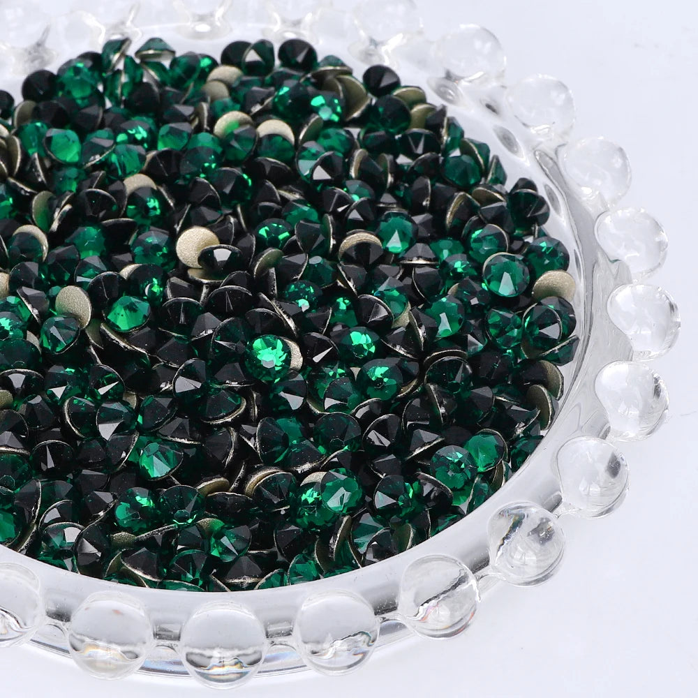 SS10-SS40 Colorful Non Hotfix Rhinestones Golden Base Flat Back Bling Glitter Glass Stones Crystal Strass Diamond for Nail