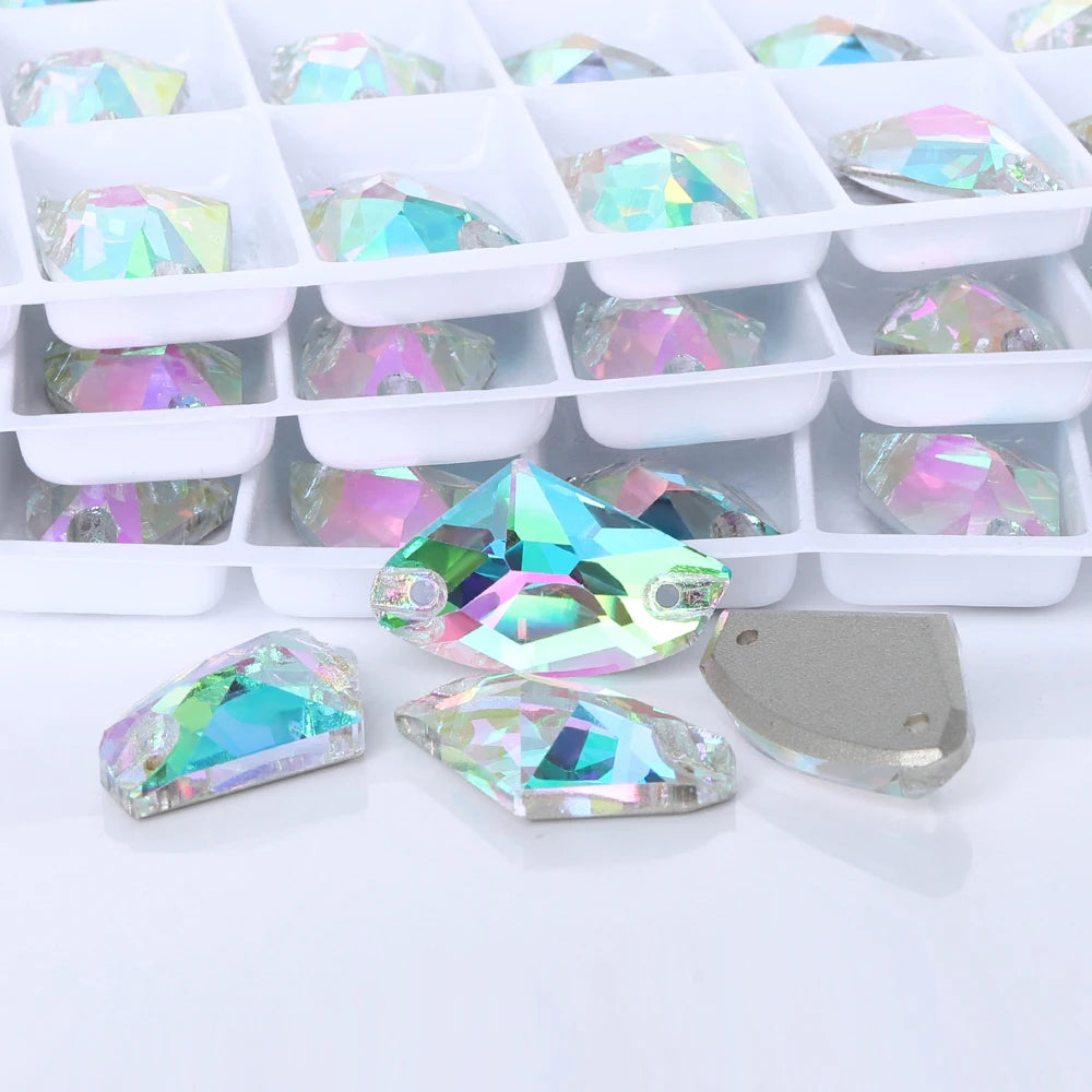 Factory Direct Wholesale Low MOQ Glass Crystal Galactic Sew-On Rhinestones With Two Holes for Garment Decoration 3256