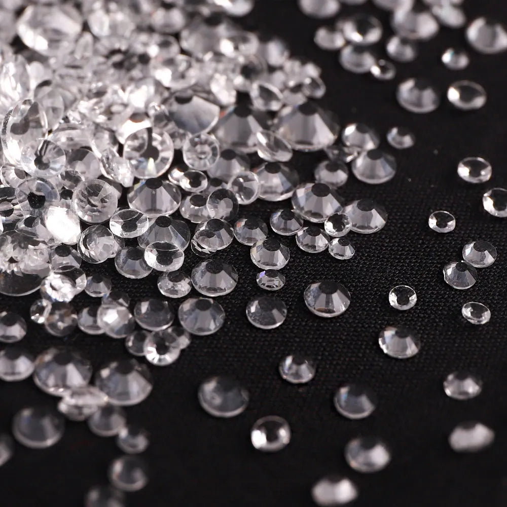 Multi Sizes SS4-SS20 Rhinestones Colorful Non Hot-Fix Round Glitter Crystal Flatback Rhinestone 3D Nail Art Decorations