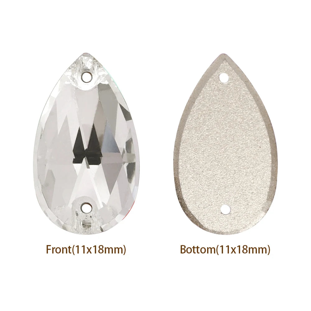 Hot Selling QIYI Brand 55 Colors Multi Size Multi Shape High Quality Flat Back Drop Sew-on Glass Crystal Rhinestones 16 Facets