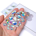 Factory Whosale Mixsize Drop Sew-on Rhinestones  Bulk Flatback Coloful Rhinestones Sewing Strass Bling for Jewelry Dress