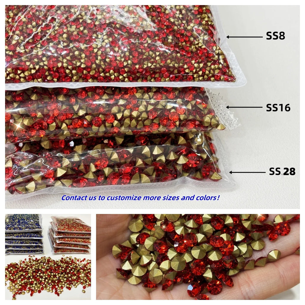 Wholesale SS4-SS28 Diamond Crystal Rhinestone Nail Art DIY Jewelry Accessories Point-back Glass Chaton Rhinestone