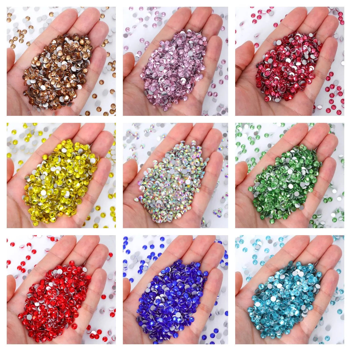 Wholesale Bling Bling Ss3 Ss50 Non Hotfix Brown Glass Rhinestones Nail Rhinestone for Nail Art Decoration