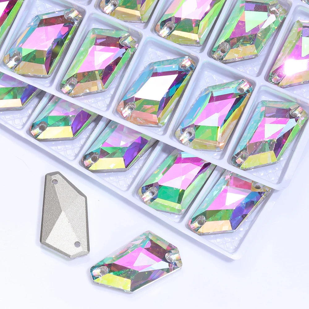 10Colors+ De-Art AB Crystal Bling Sew-on Rhinestones 5A Quality Non Hotfix Flat Back Sewing Stones Bling Wedding Decoration