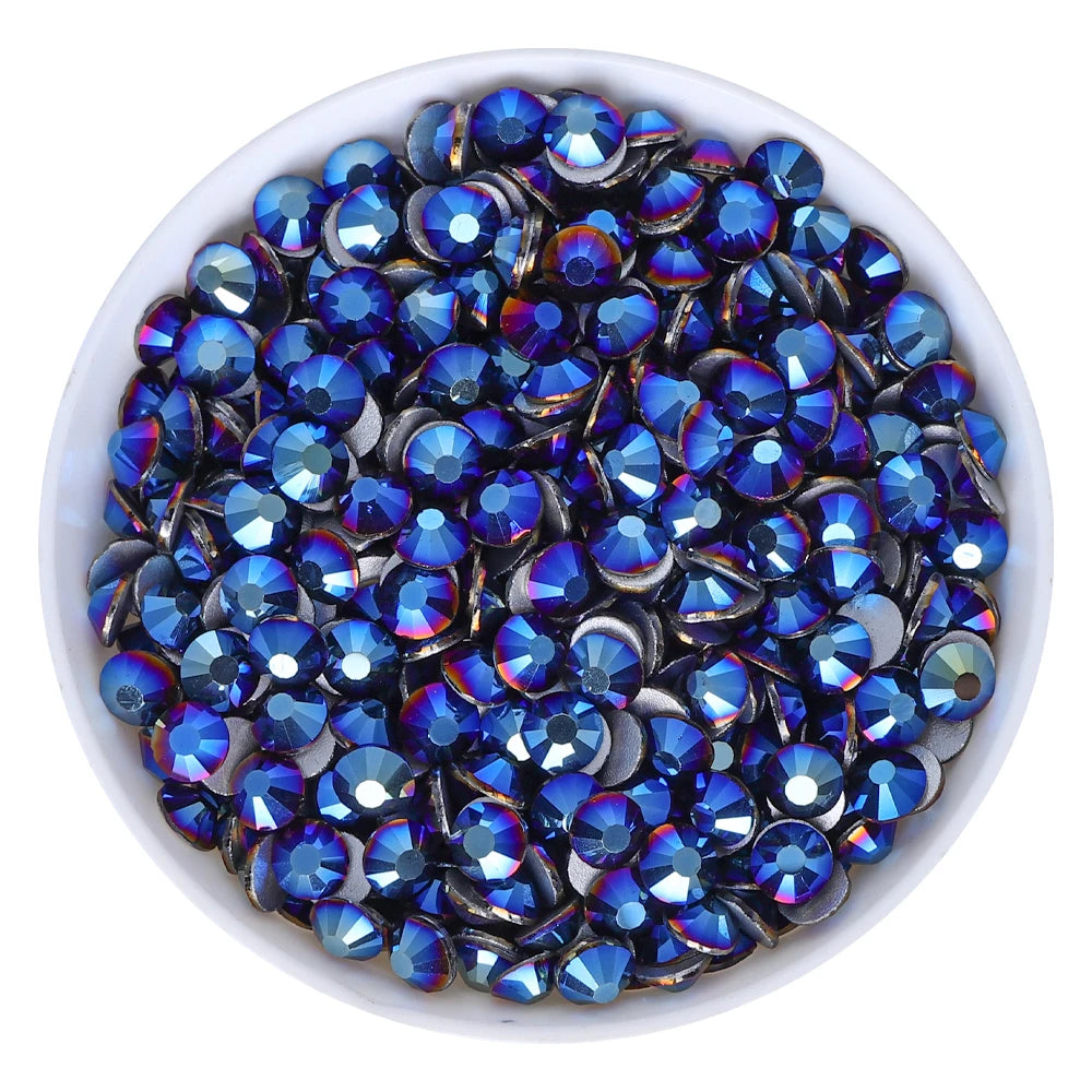 Blue Colors Glass Bling Crystal Wholesale Rhinestone Non Hotfix Flat Back Crystal Glass  for Clothing Accessories