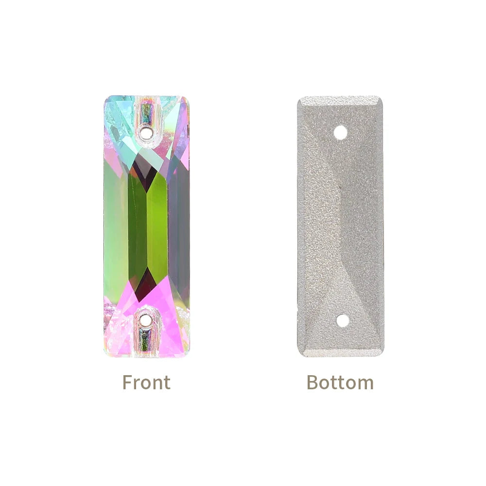 3255 New Arrival 14+ Different Colors and Size Long Strip Shape Flat Back Pure Hard Glass Crystal Sew-on Rhinestones for Garment