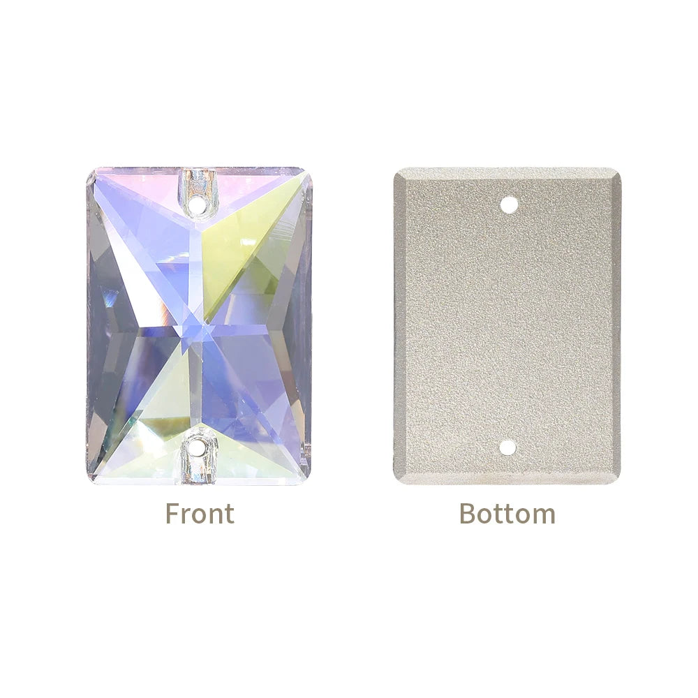 QIYI Multi Colors and Size Rectangle Sew-on Stone for Choice Clear Glass Flat Back Top Quality Sew on Rhinestones (3250)