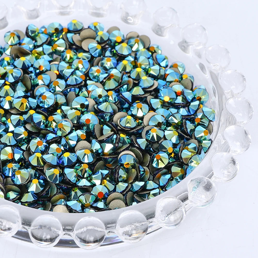 SS10-SS40 Colorful Non Hotfix Rhinestones Golden Base Flat Back Bling Glitter Glass Stones Crystal Strass Diamond for Nail