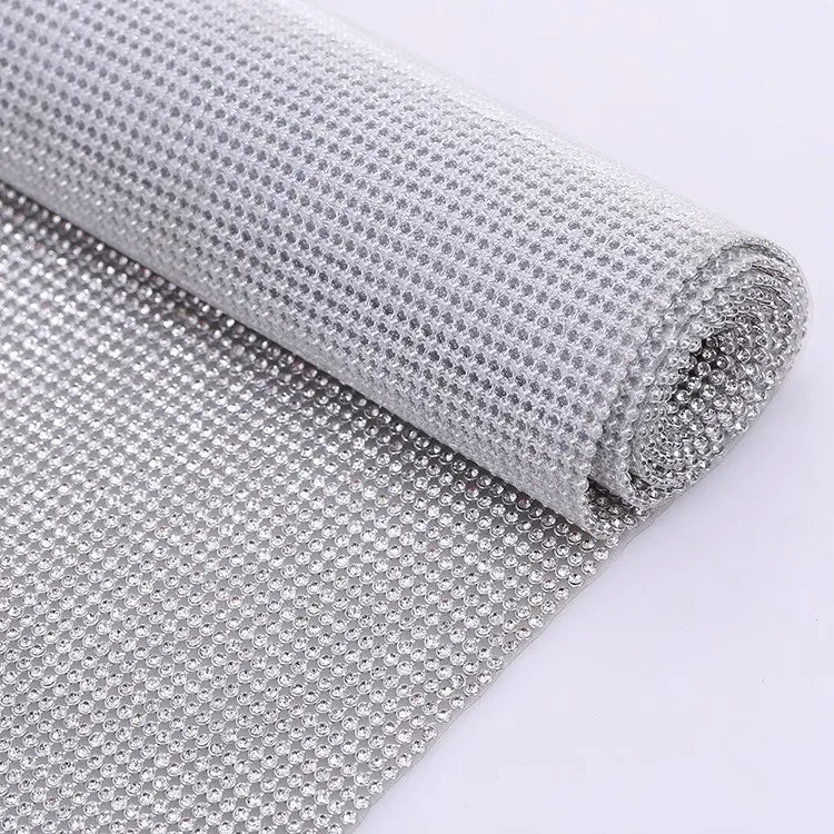 Wholesale 45*120cm Rhinestones Sheet Metal Trim Aluminum Crystal AB Rhinestone Fabric for DIY Clothing Accessories