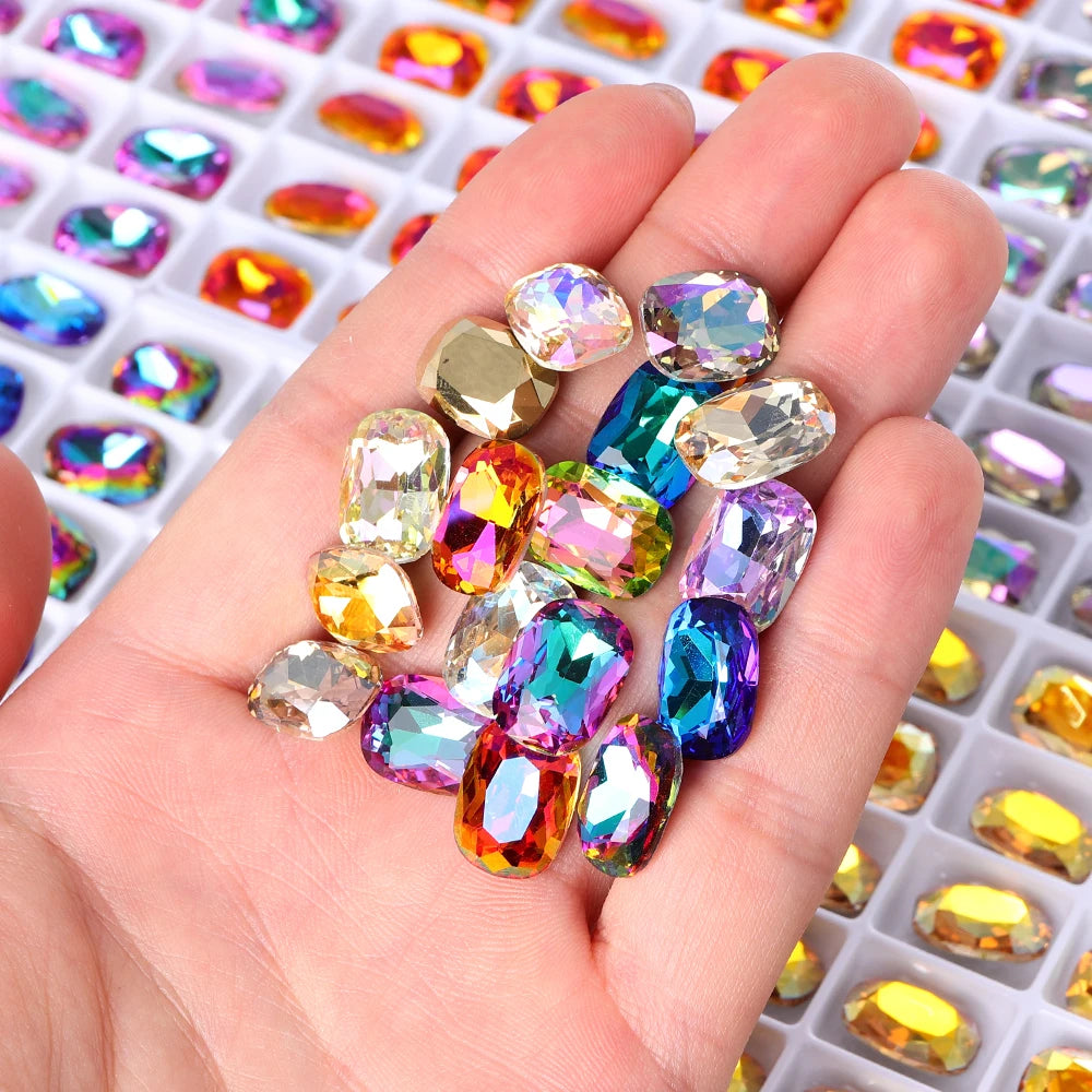 Latest Fashion Design Classical Rectangle for Fancy Stone High Quality Grade AAAAAA K9 Glass Point Back Stones 12 Facets