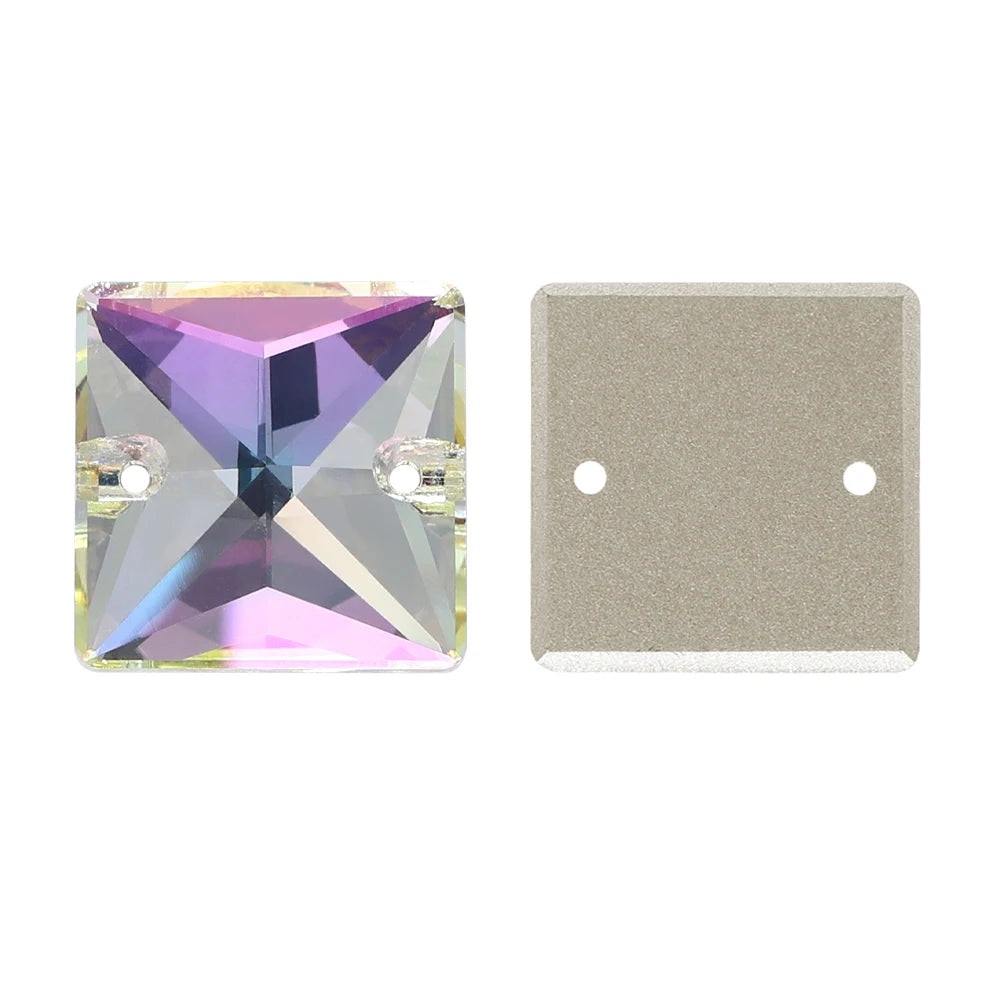 Wholesale Custom Square Sew-on Loose Rhinestones 5A Quality Crystal FlatBack 2 Holes 12 Facets Sewing Bling Decoration