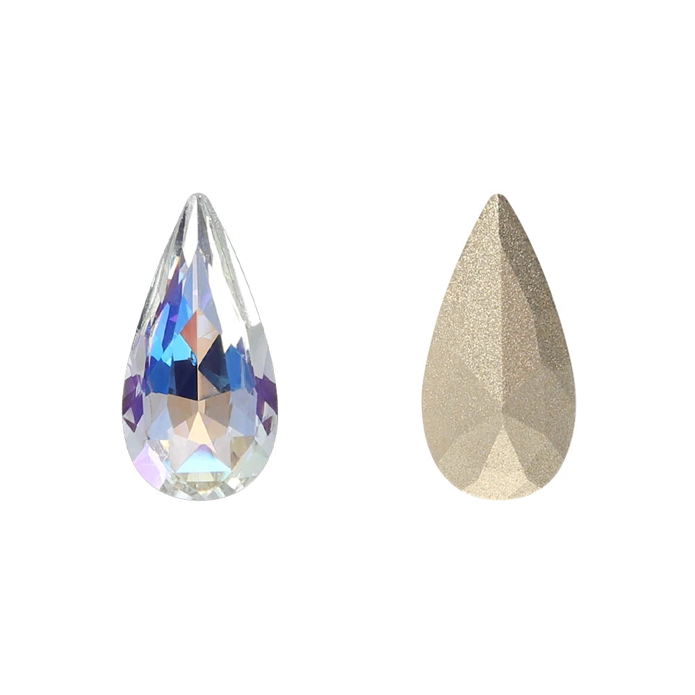 QIYI K9 Glass Tear Drop Shape Effect Color High Quality Fancy Shape Sparkling Bright Shining Point Back Stones for Decoration